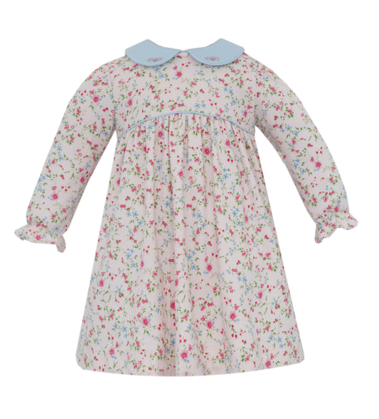 Pink Peonies Long Sleeve Knit Dress