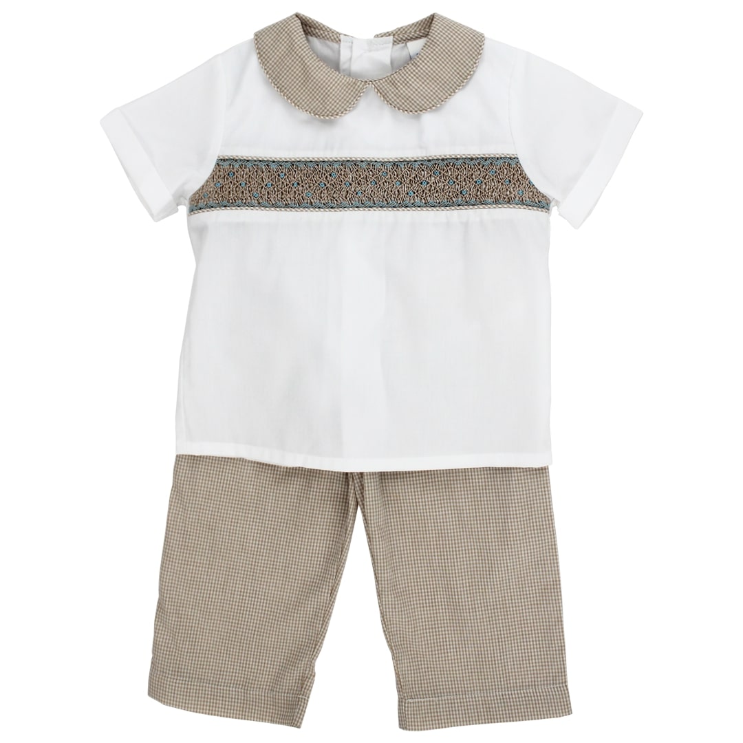 Khaki Check Blue Geo Pant Set