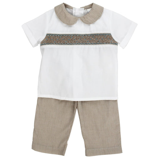 Khaki Check Blue Geo Pant Set