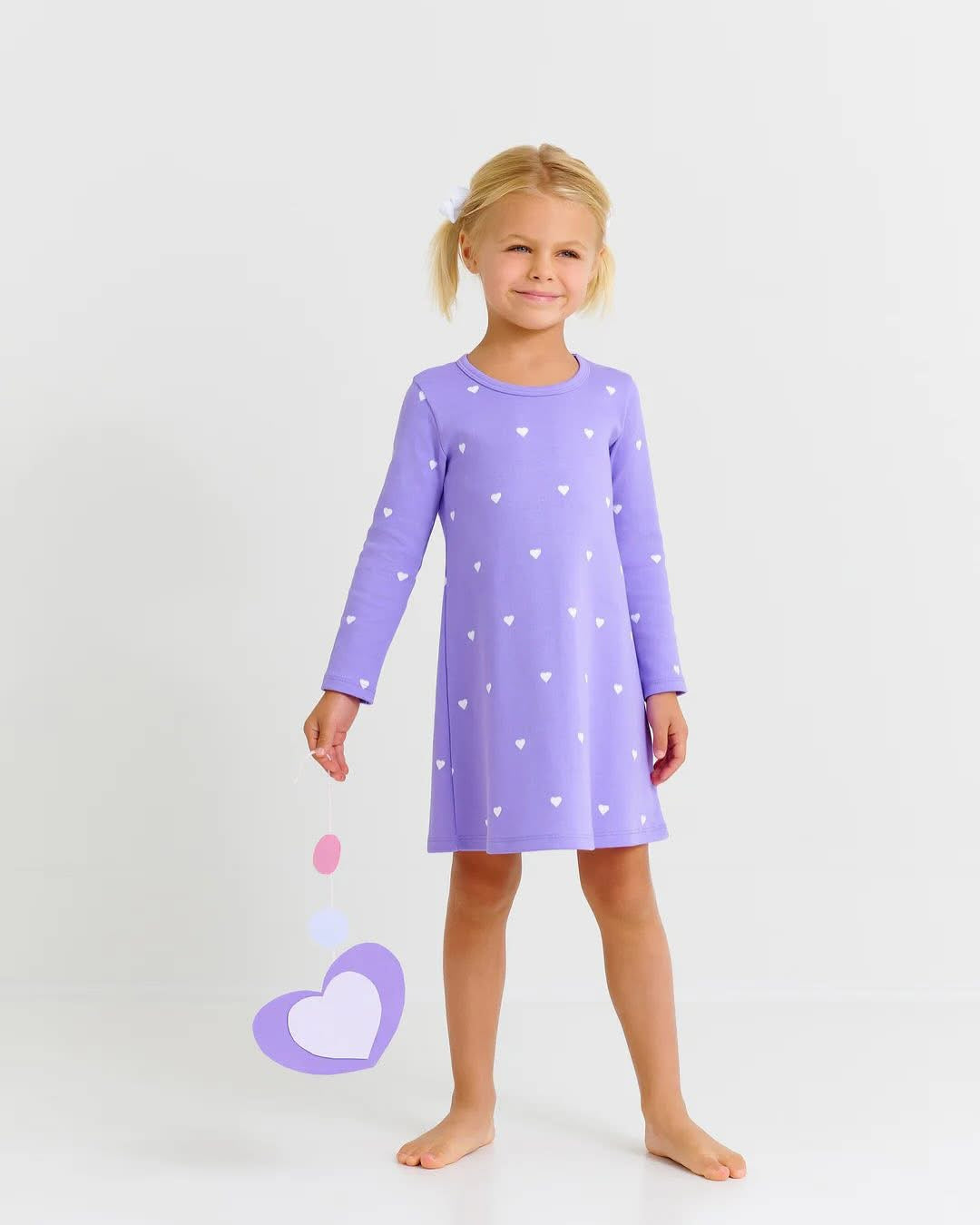 Long Sleeve Polly Play Dress-Heart Eyes