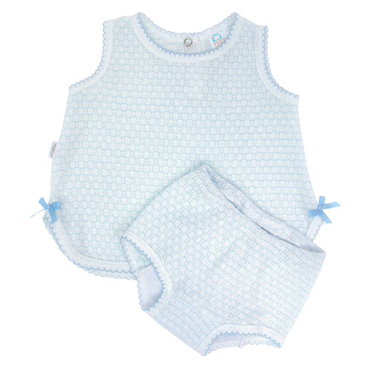 Paty Diaper Set-Blue Stripe/Blue Trim