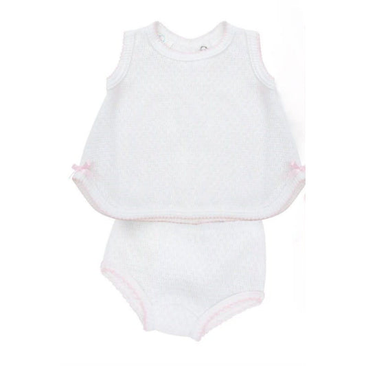 Paty Diaper Set-White/Pink Trim