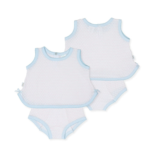 Paty Diaper Set-White/Blue Trim