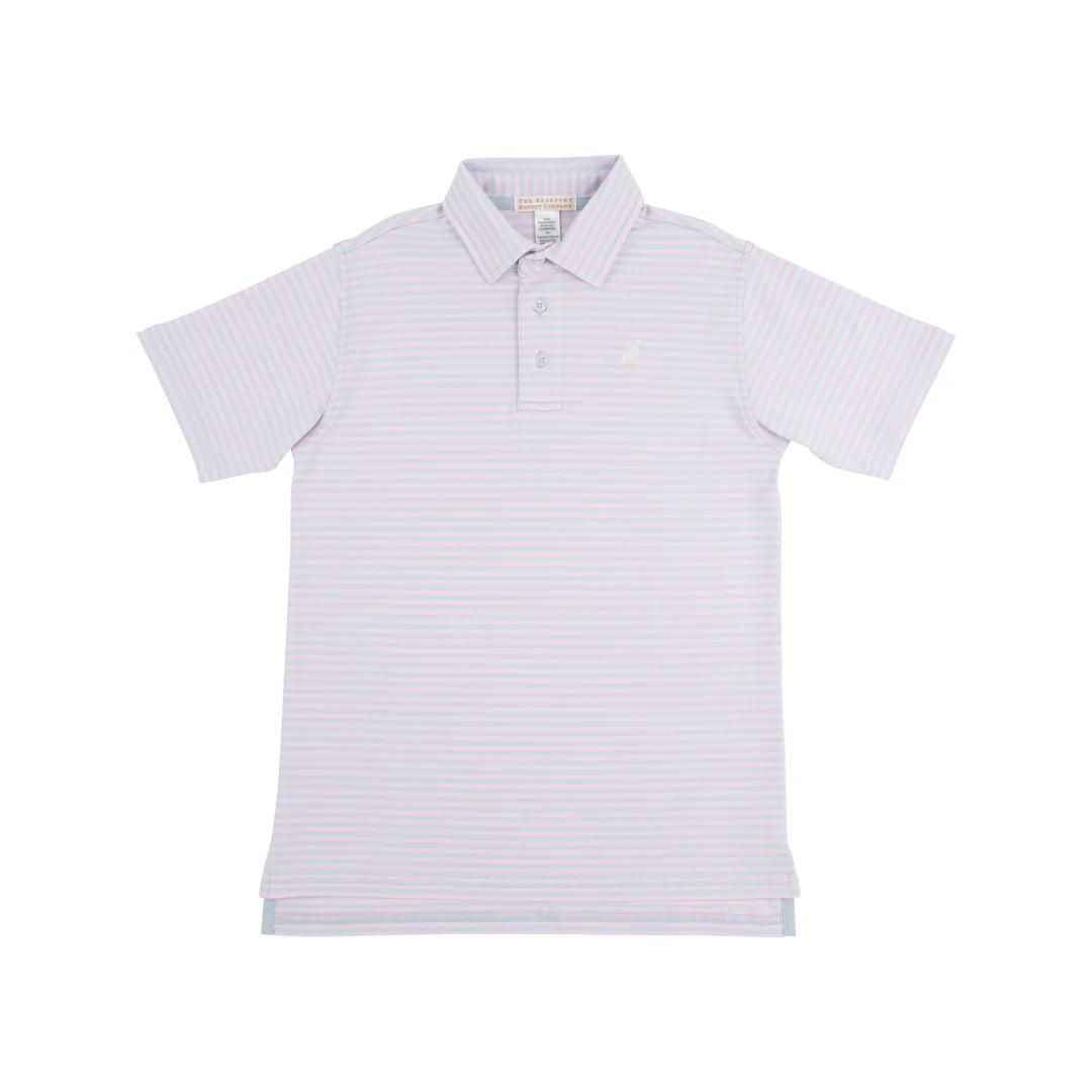 Prim and Proper Polo SS-Pima Buckhead Blue and Palm Beach Pink Stripe/Multicolor