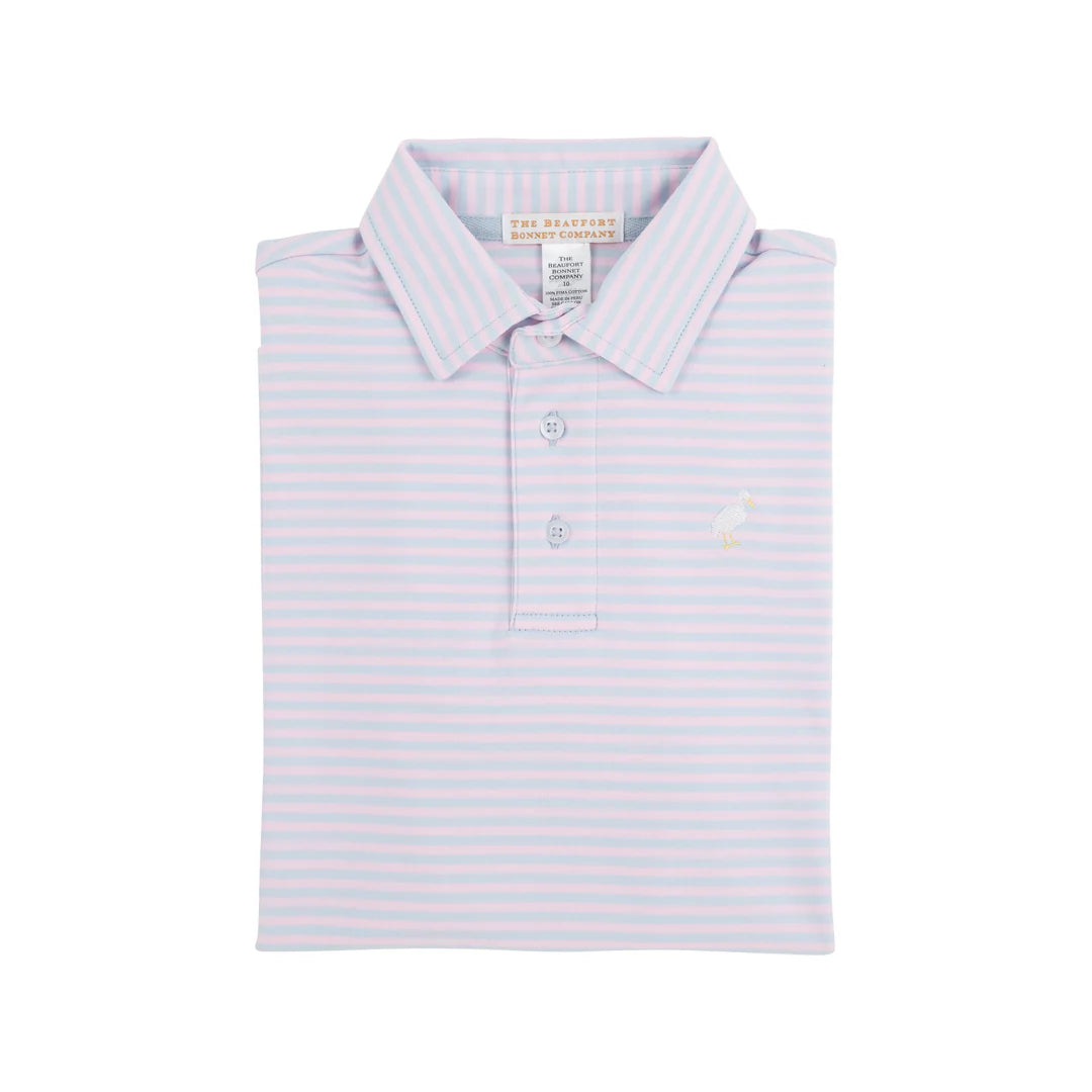 Prim and Proper Polo SS-Pima Buckhead Blue and Palm Beach Pink Stripe/Multicolor