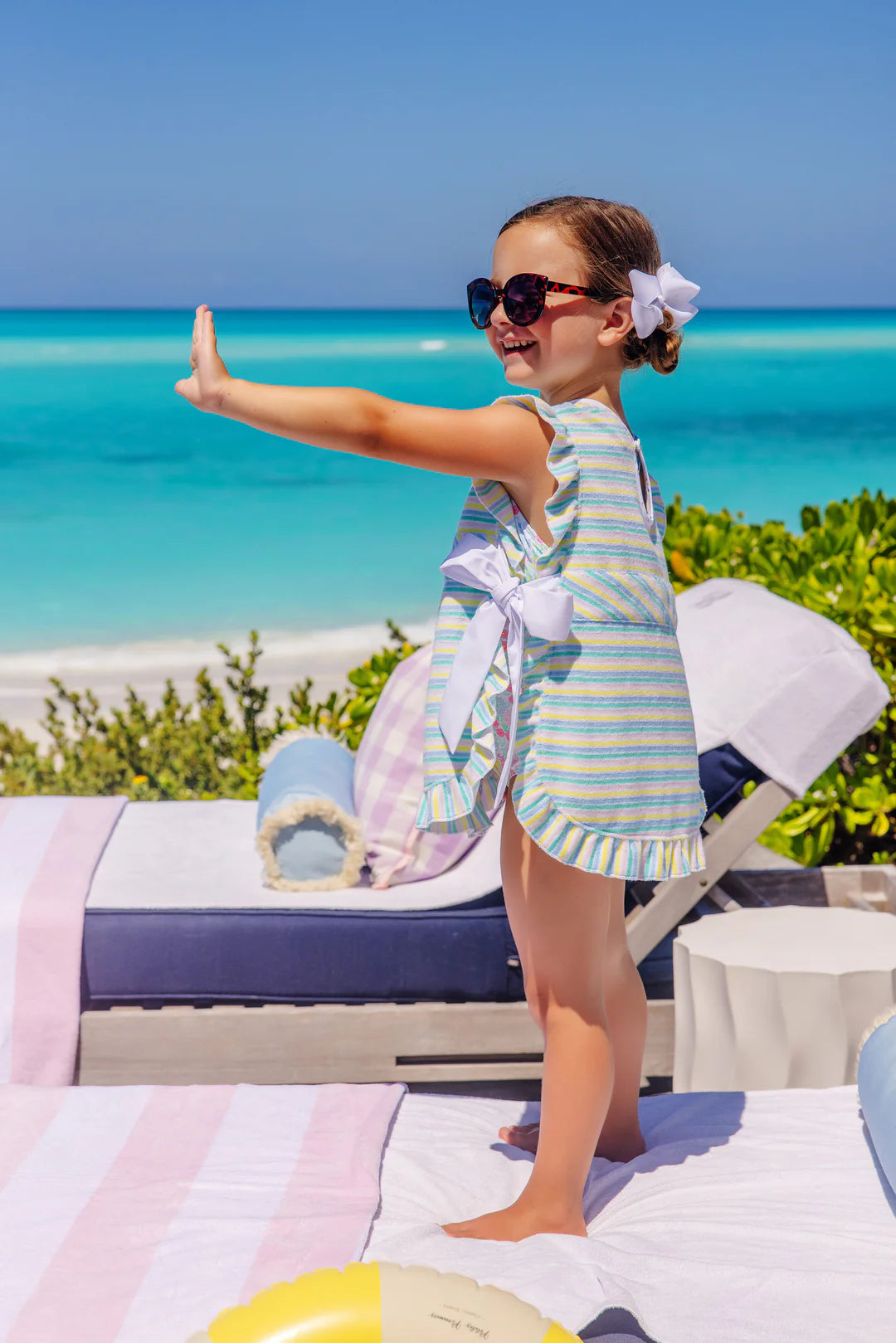 Carolina Cover Up Siesta Key Stripe (Pink)/Worth Ave White