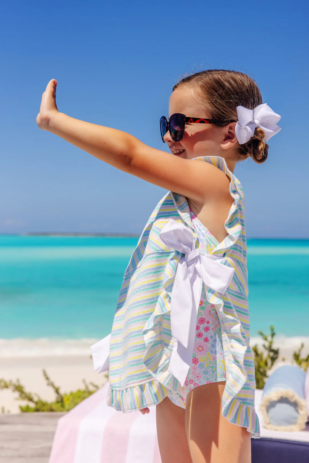 Carolina Cover Up Siesta Key Stripe (Pink)/Worth Ave White