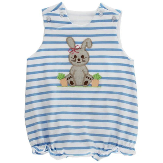 Blue Striped Bashful Bunny Knit Bubble-Girl