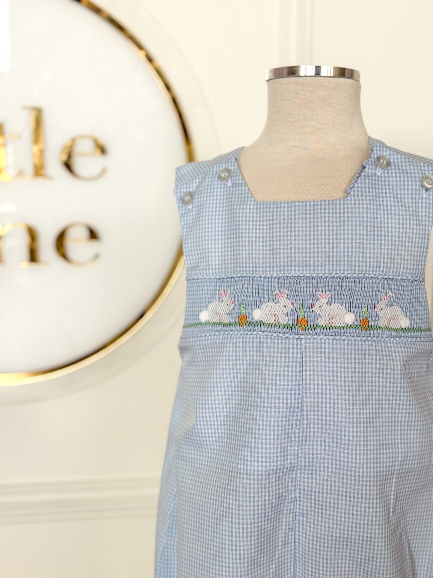 Blue Smocked Bunnies Bubble