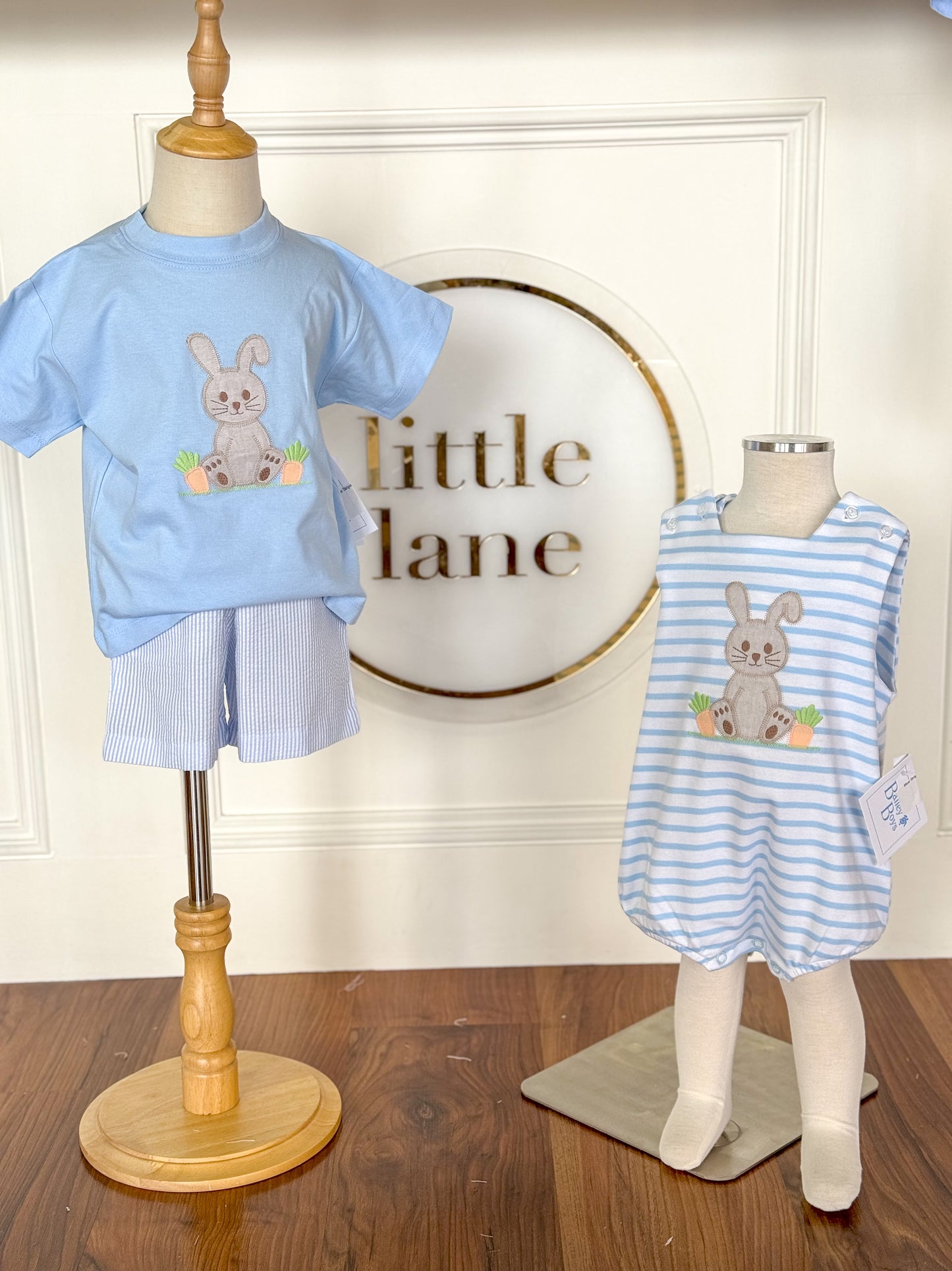 Blue Striped Bashful Bunny Knit Bubble-Boys