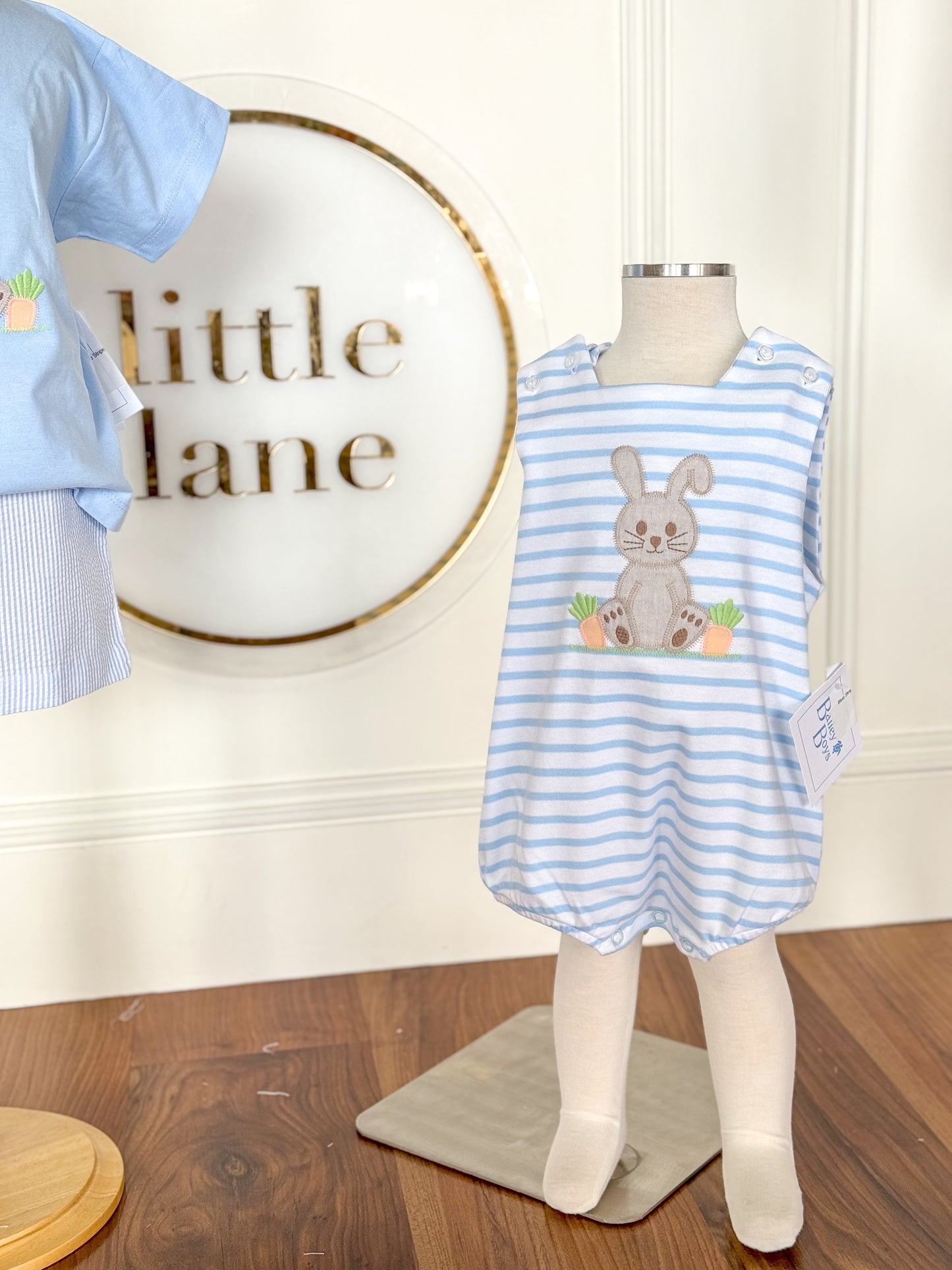 Blue Striped Bashful Bunny Knit Bubble-Boys