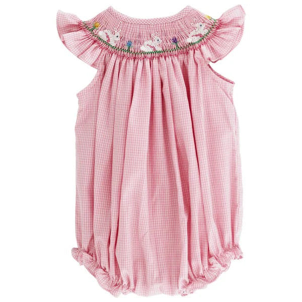 Pink Smocked Bunnies Bishop Romper