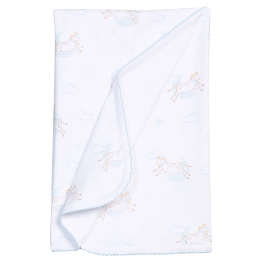 Over The Moon Blue Printed Blanket