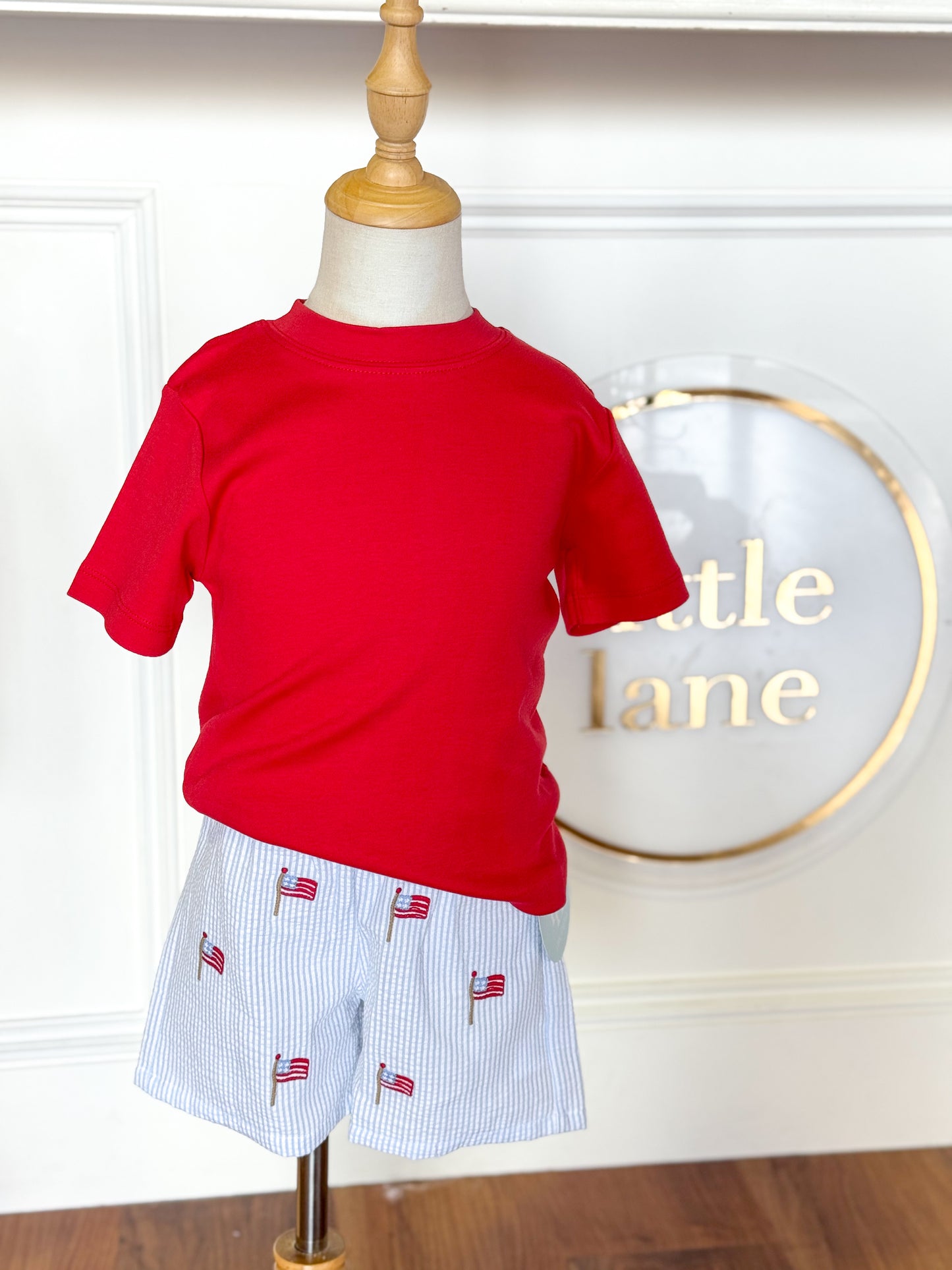 Flags n Fun Embroidered Seersucker Shorts