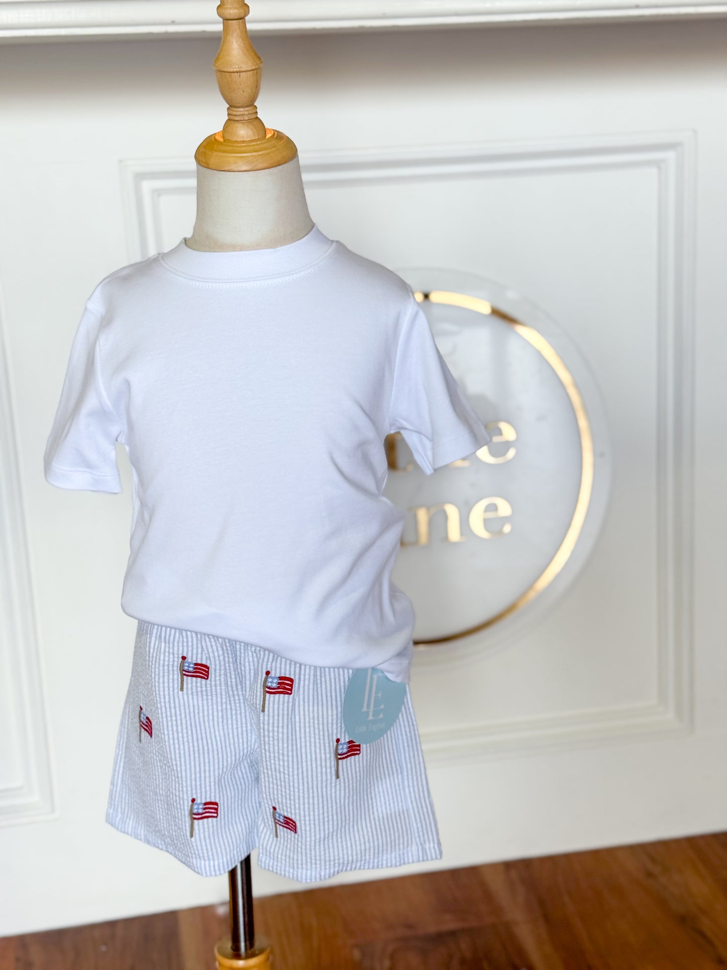 Flags n Fun Embroidered Seersucker Shorts