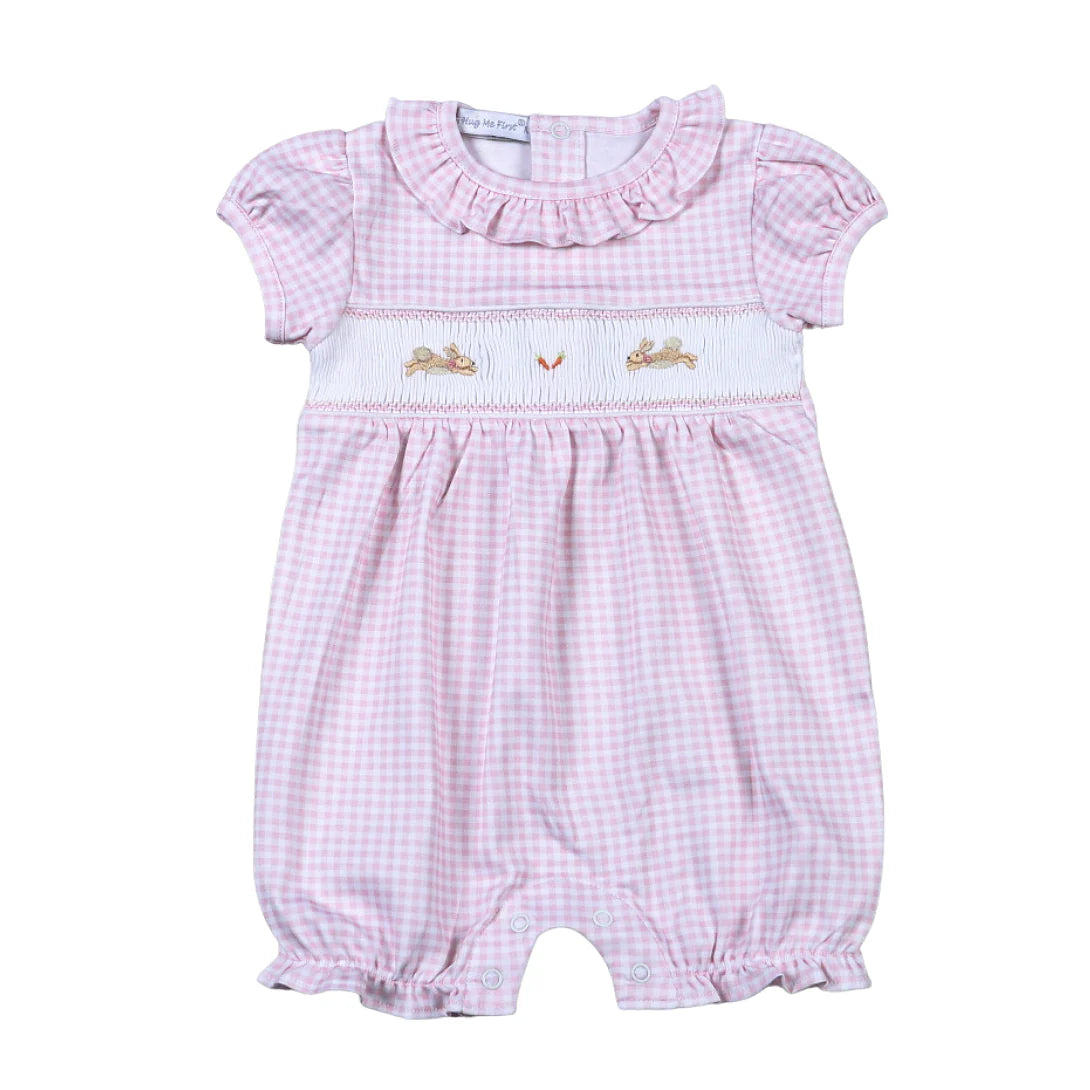 Here Comes Lil Cottontail Pink Knit Romper