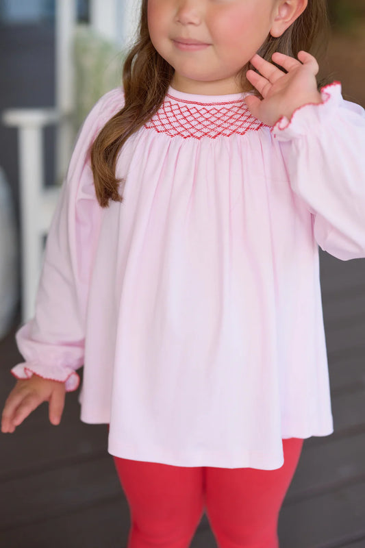 Bettye Sue Smocked Top-Palm Beach Pink