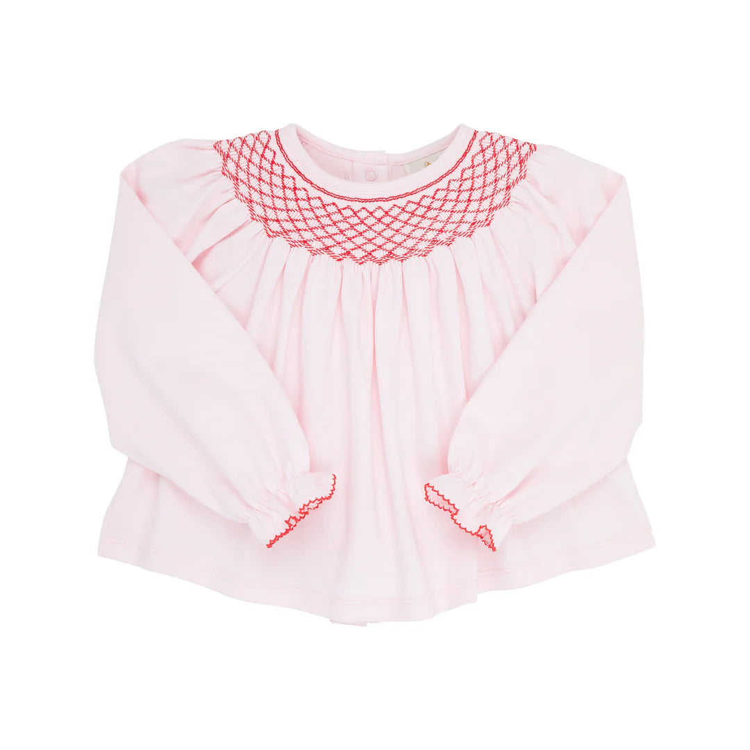 Bettye Sue Smocked Top-Palm Beach Pink