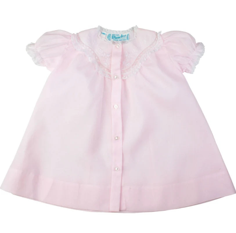 Embroidered Lacy Yoke Pink Heirloom Daygown
