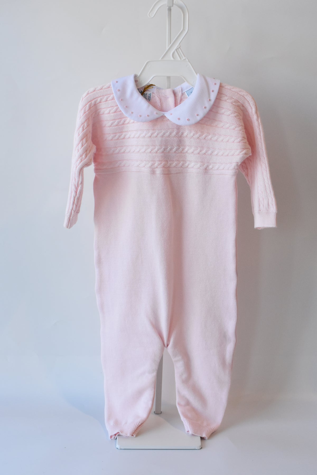 Pink Cable Knit Dot Embroidered Longall
