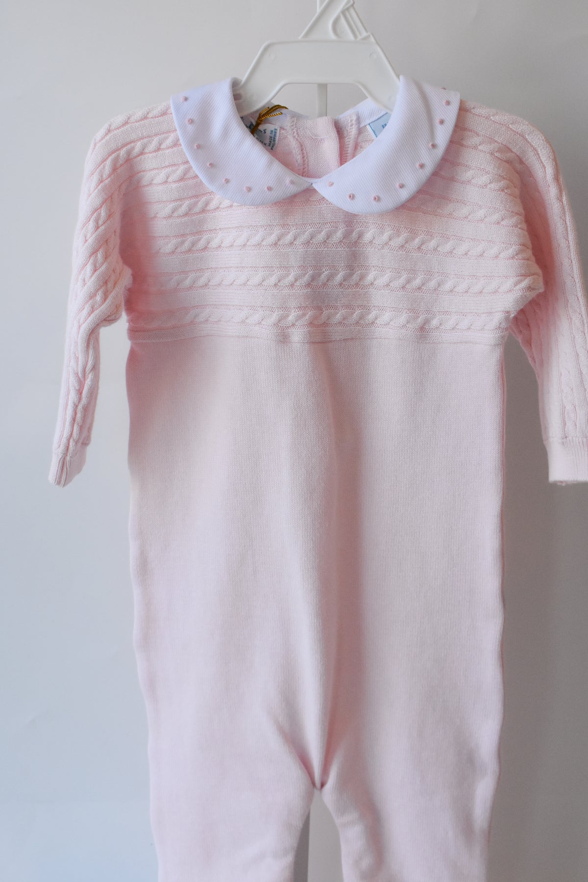 Pink Cable Knit Dot Embroidered Longall
