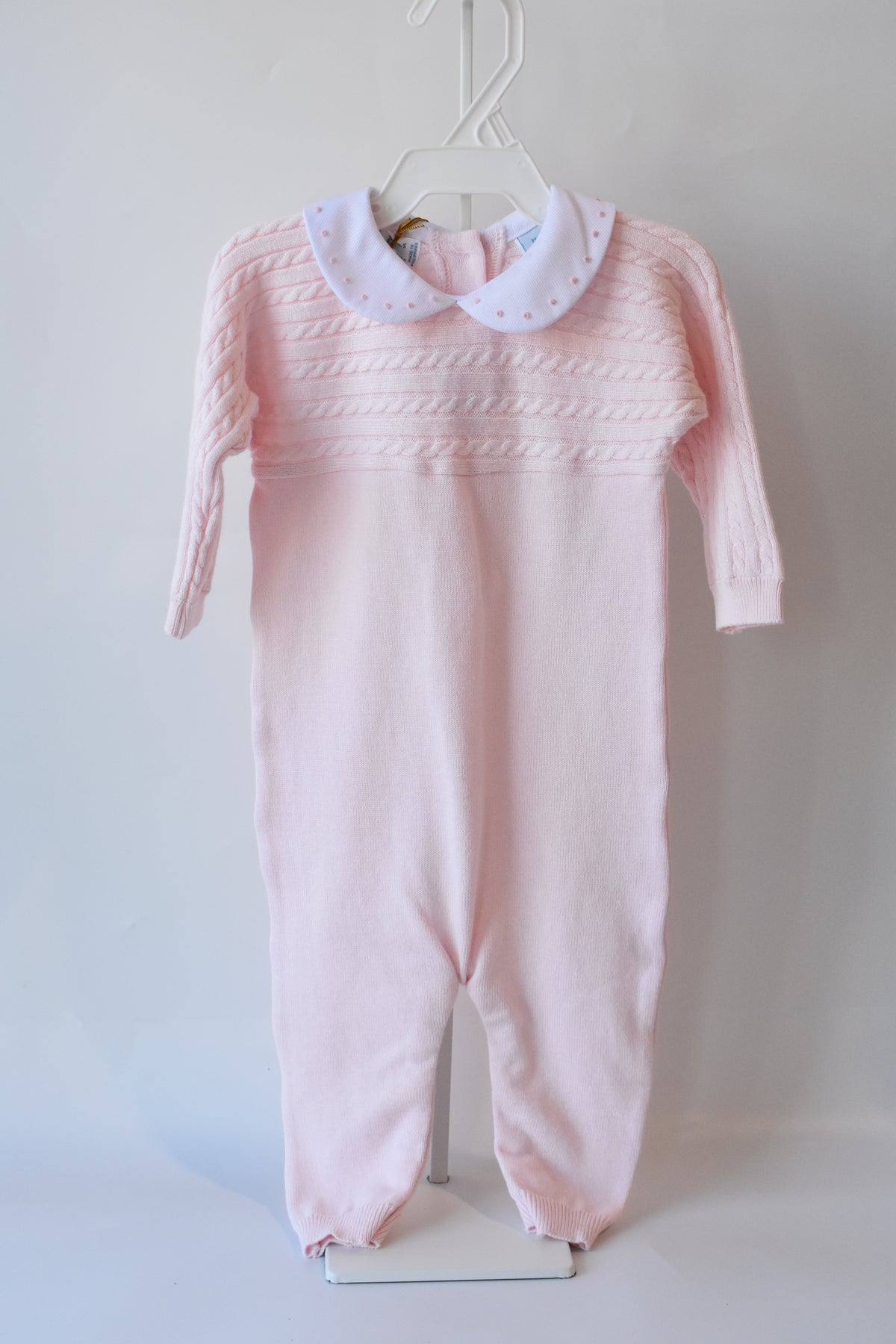 Pink Cable Knit Dot Embroidered Longall