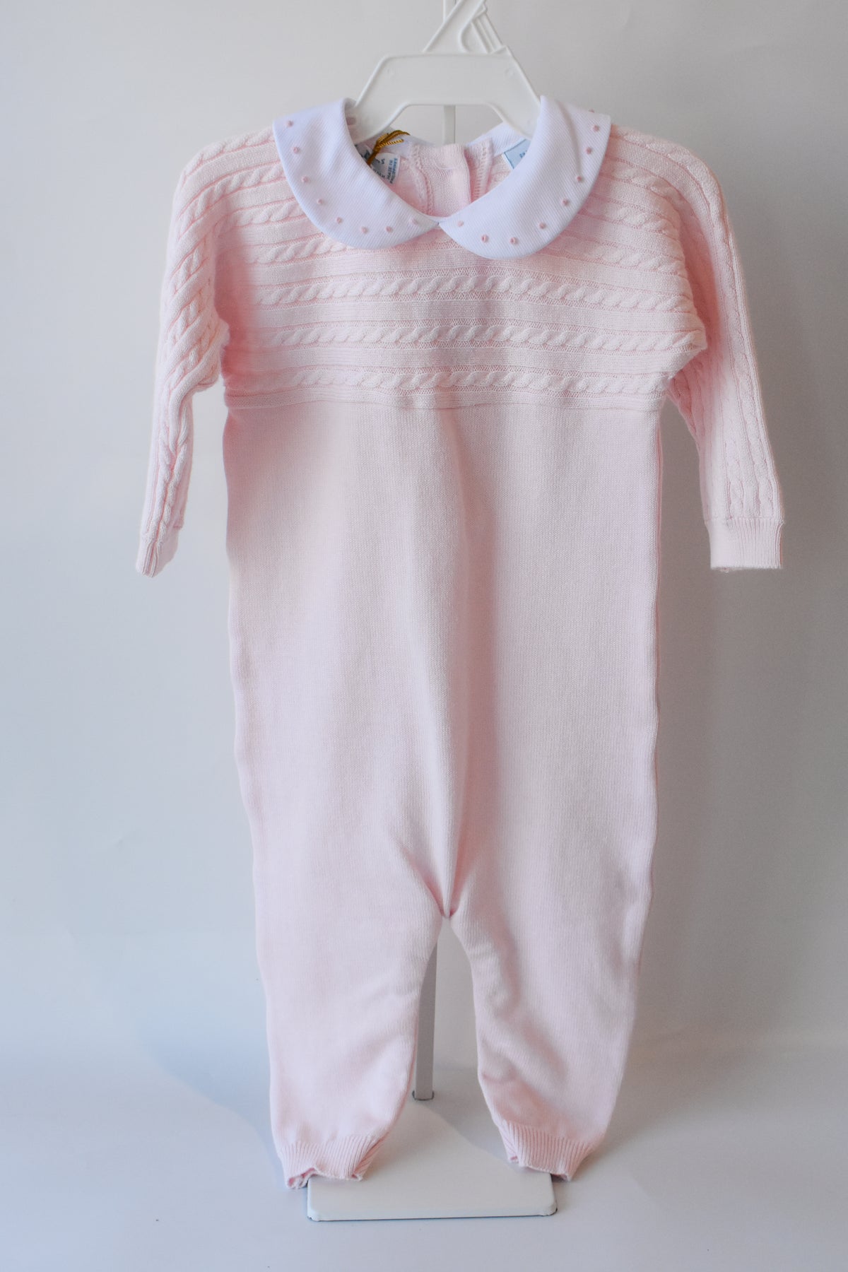 Pink Cable Knit Dot Embroidered Longall
