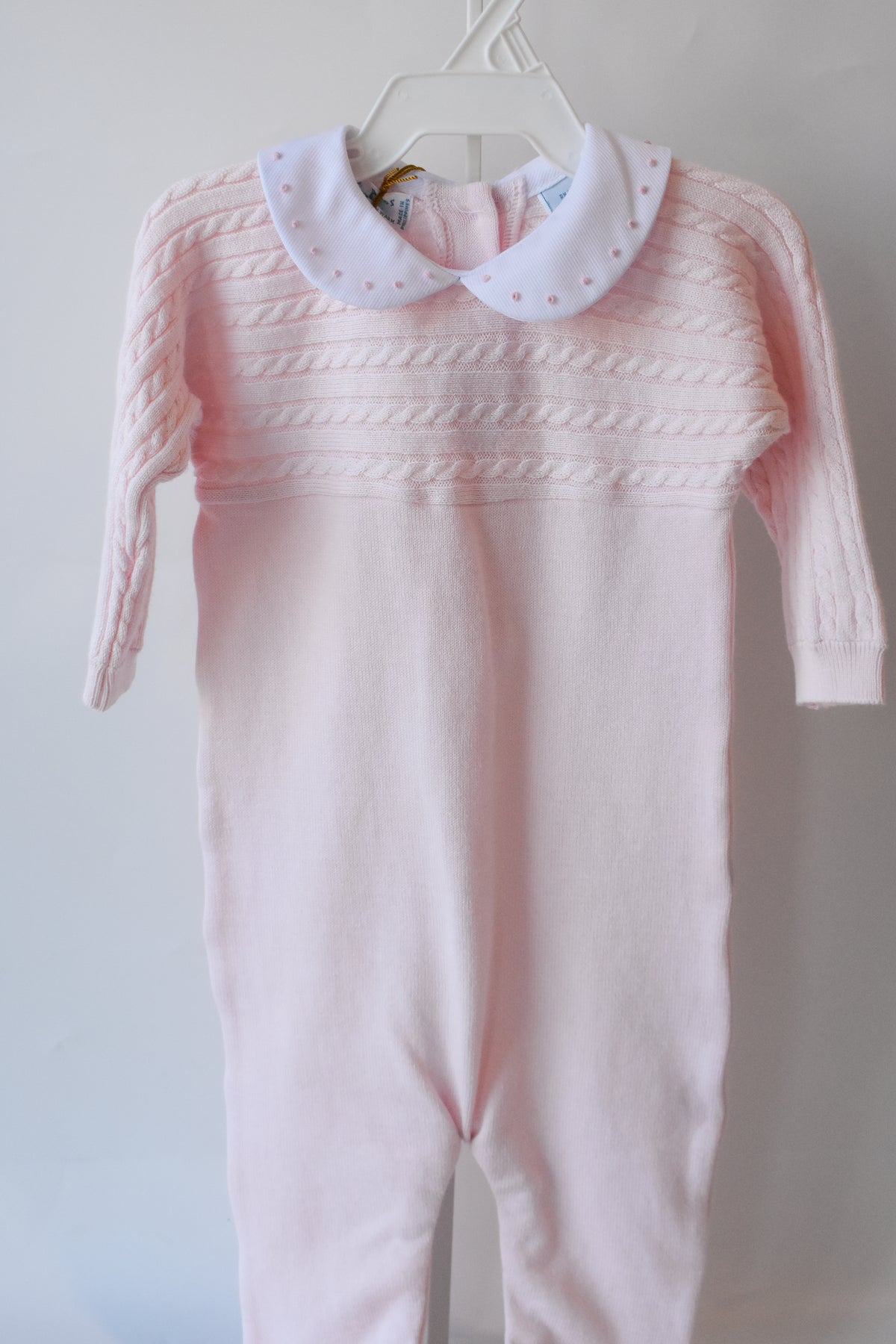 Pink Cable Knit Dot Embroidered Longall