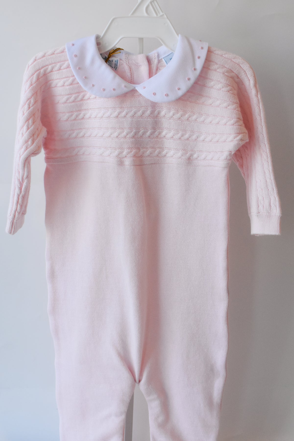 Pink Cable Knit Dot Embroidered Longall