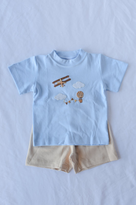 Airshow Fun Light Blue/Latte Short Set