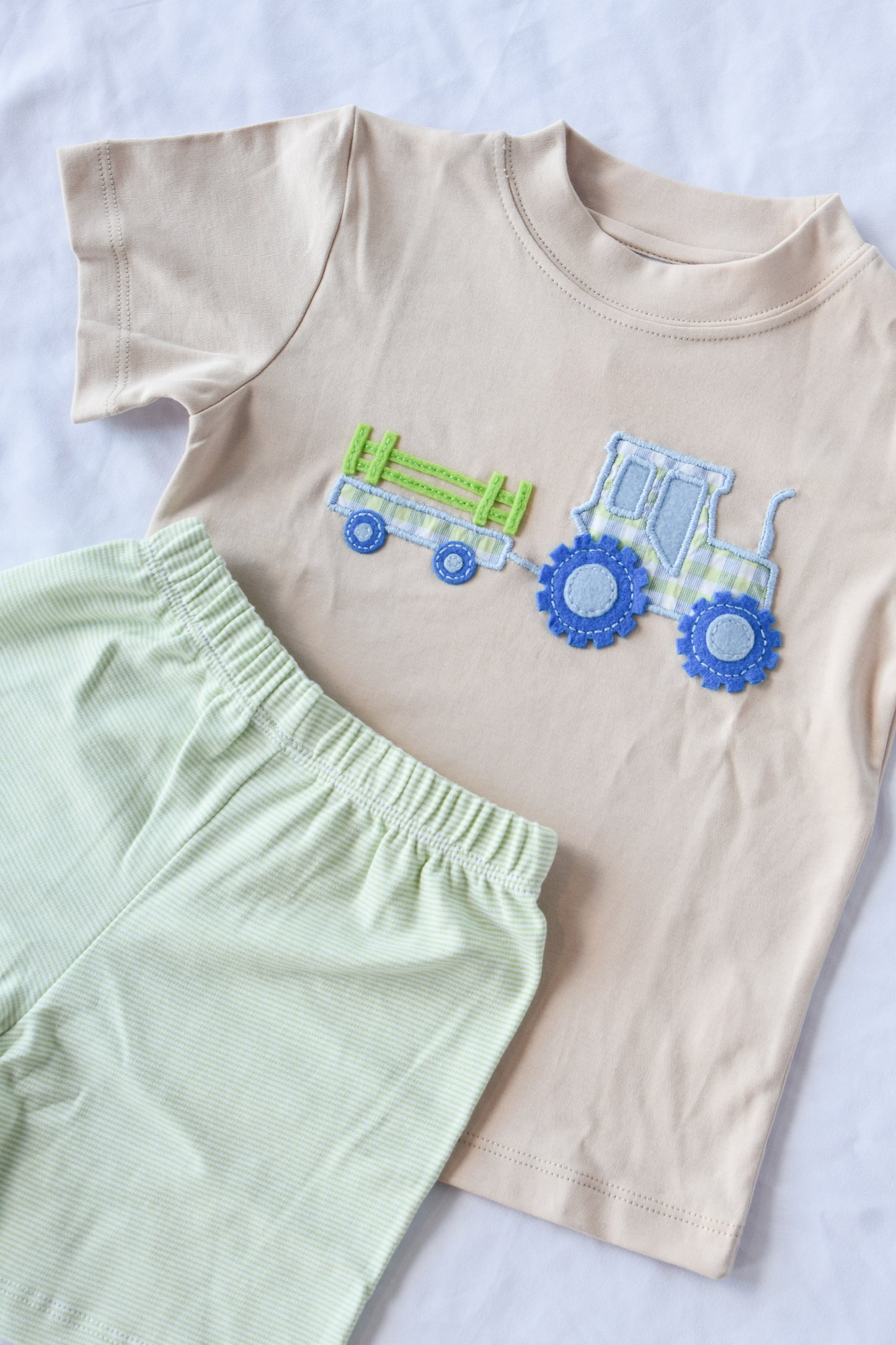 Tractor Tours Mini Stripe Short Set