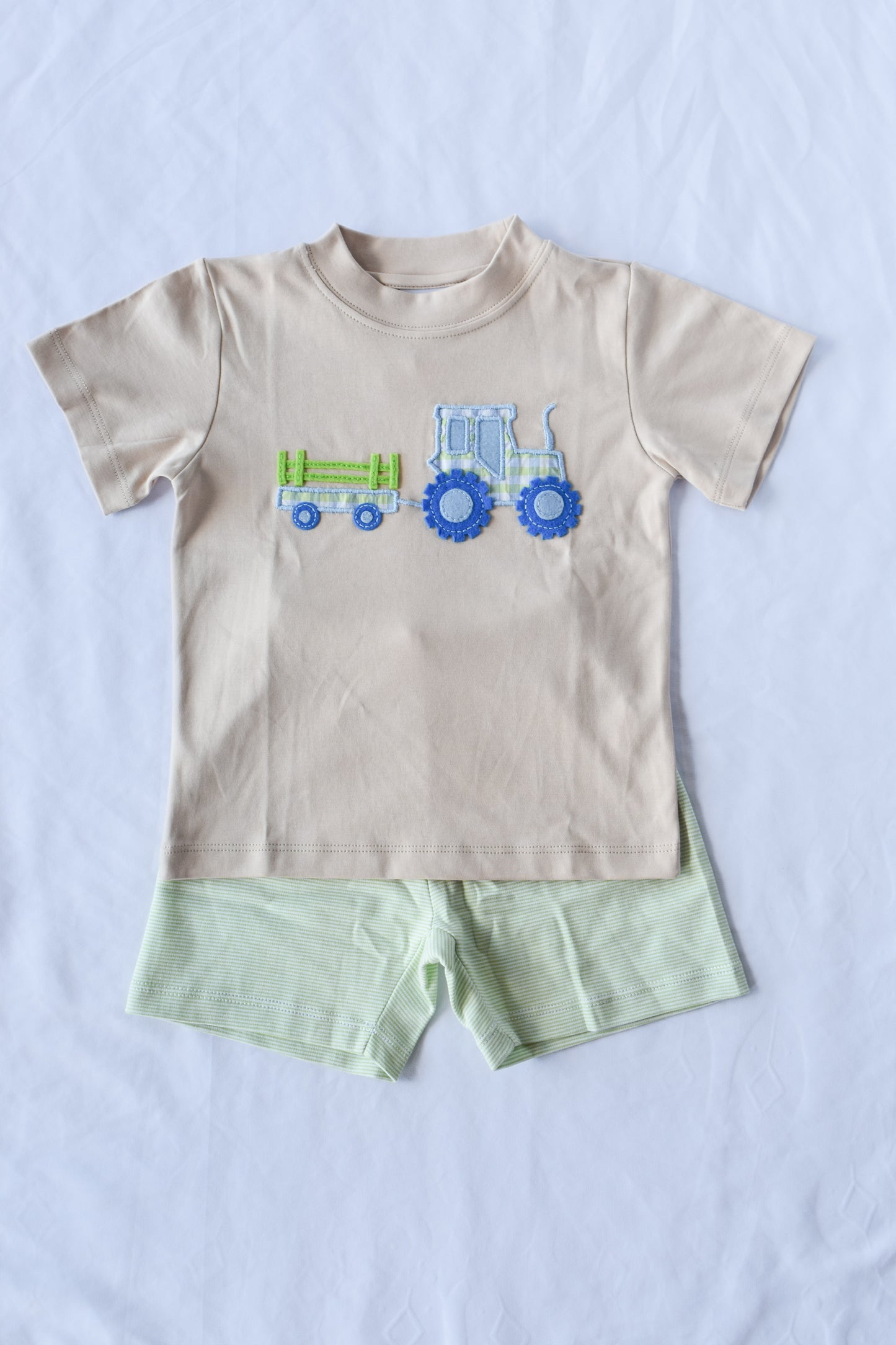 Tractor Tours Mini Stripe Short Set