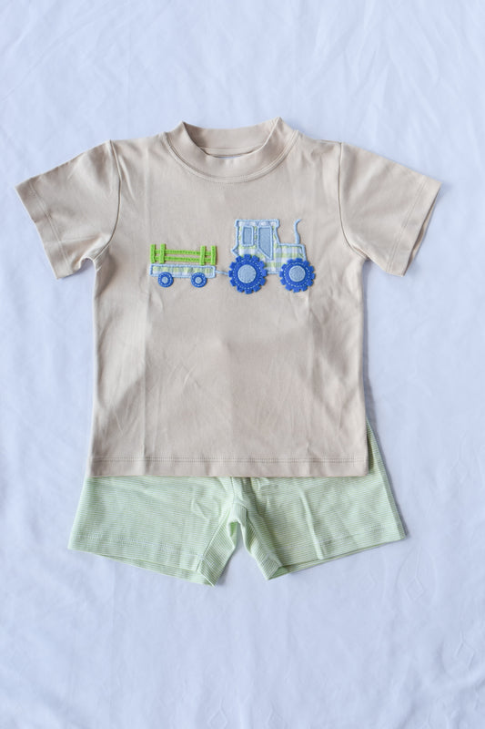 Tractor Tours Mini Stripe Short Set