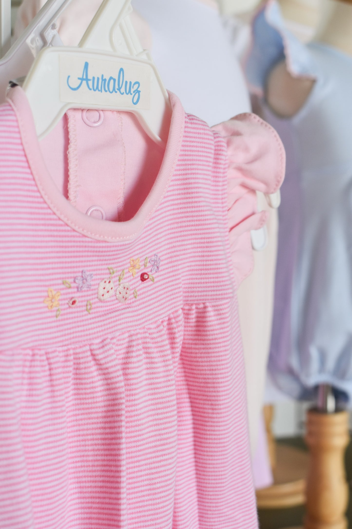 Strawberry Fields Flutter Sleeve Apron Romper