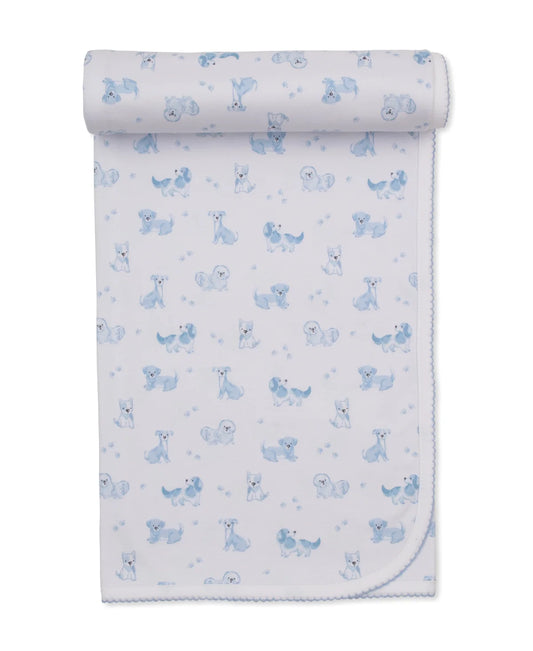 Puppy Paws Blue Baby Blanket