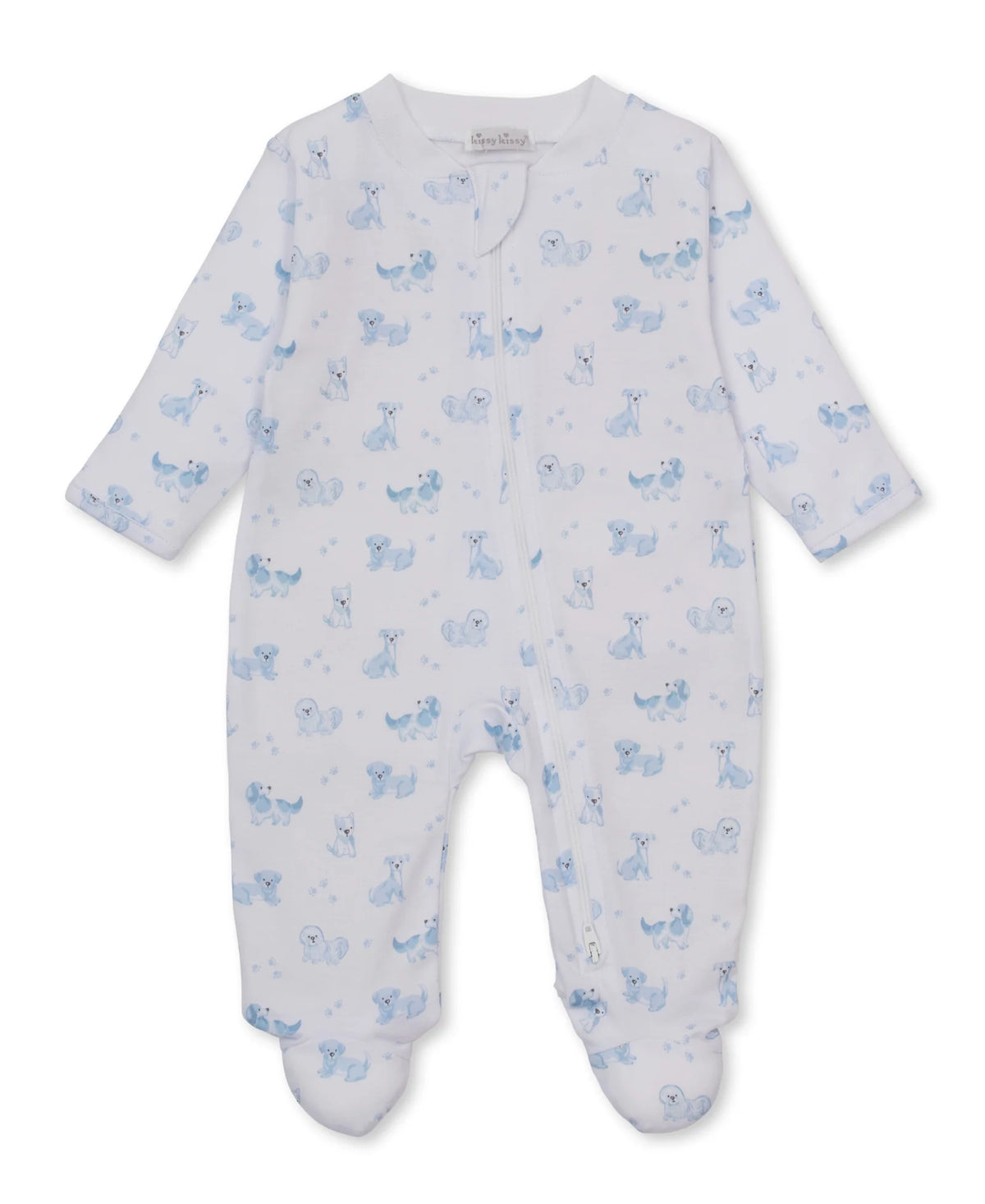Puppy Paws Blue Zipper Footie