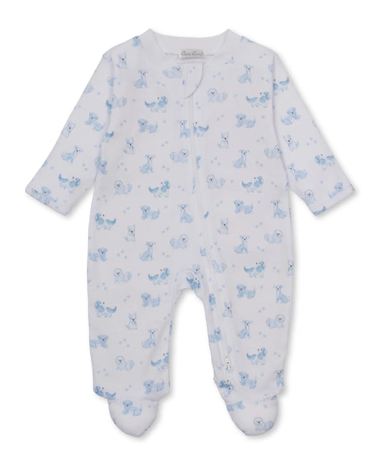 Puppy Paws Blue Zipper Footie