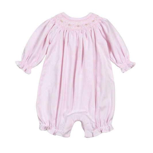 Blush Stripe Bishop Smocked Bubble