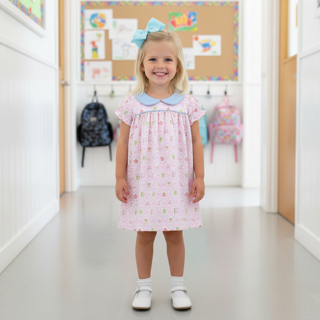 School Time Scallop Collar Pima Dress