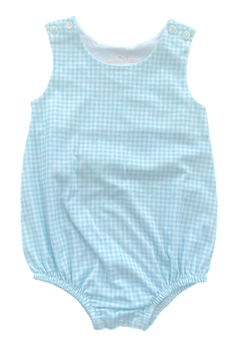 Boys Knit Bubble, Blue Gingham