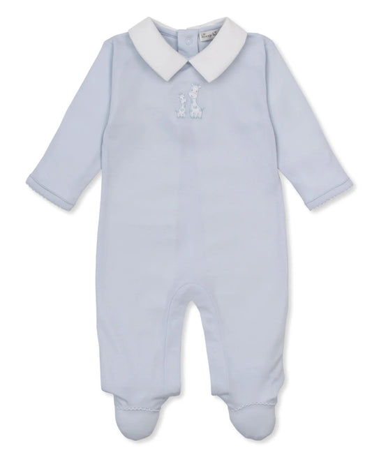 Giraffe Laughs Blue Collared Footie