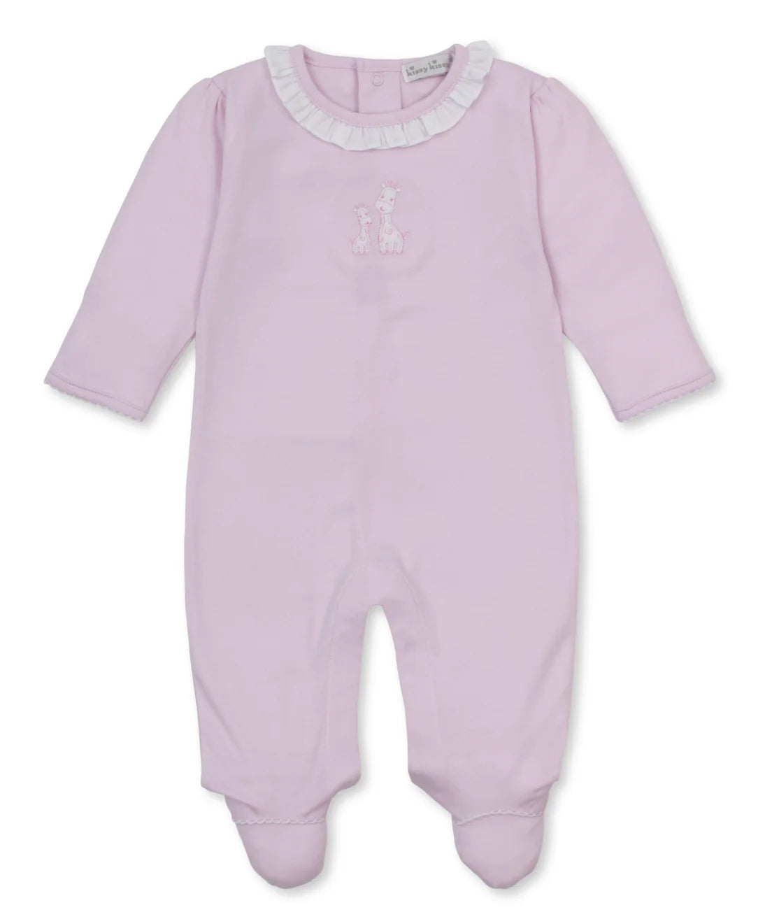 Giraffe Laughs Pink Ruffle Collared Footie