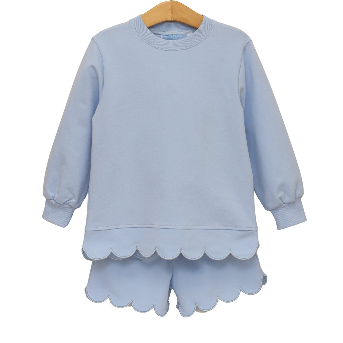 Sophia Scalloped Short Set-Light Blue