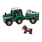 Wooden Toy-Green Tractor w/ Animals