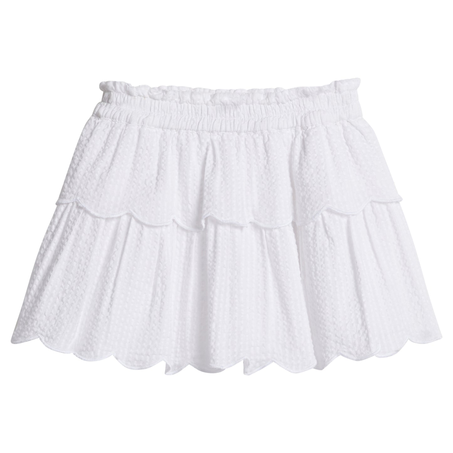 Tiered Skort-White Seersucker