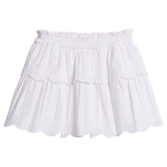 Tiered Skort-White Seersucker