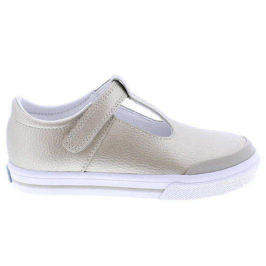 Drew Gold T-Strap Leather Sneaker