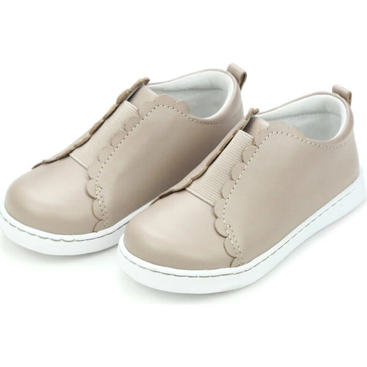 Phoebe Elastic Scalloped Slip On-Almond