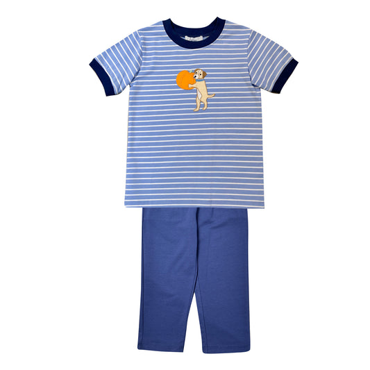 Pumpkin Applique Boy's Pant Set