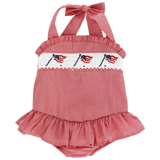Old Glory Ruffled One Piece Swim